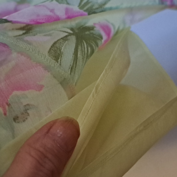 90's Sheri Martin New York Petites 14P lt green and pink leaves and flowers - Picture 6 of 7